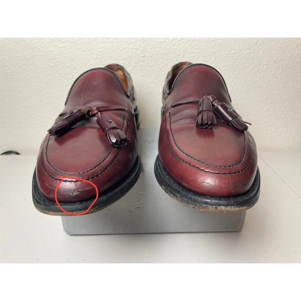Allen Edmonds Grayson Tassel Loafers Burgundy Leather Men's Dress‎ Shoes 9.5D